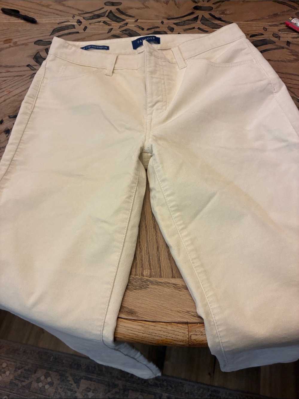 Talbots High Waist Straight Leg Cream Capri Pants Size 4